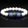 Браслет із натурального каменю нефрит білий та блакитний агат