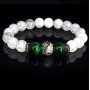 Браслет із натурального каменю гірський кришталь та тигрове око зелене