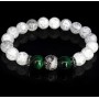 Браслет із натурального каменю гірський кришталь та тигрове око зелене
