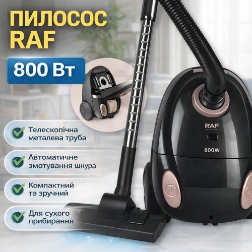 Побутовий пилосос з телескопічною трубою і автозмотуванням шнура RAF R.8677 800W