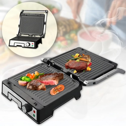 Електричний контактний гриль з антипригарними пластинами та регулюванням температури RAF R.2687 2000W