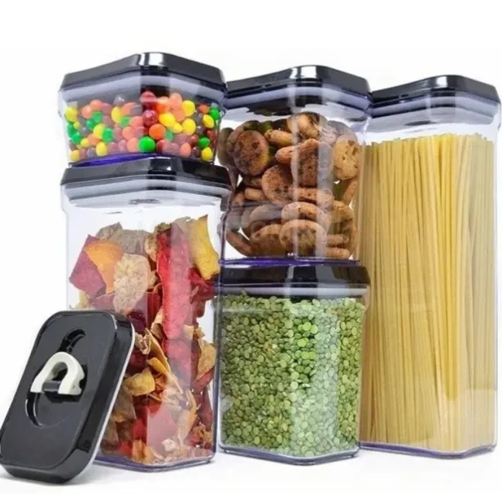 Набір прозорих контейнерів для сипких продуктів 5 предметів FOOD з кришками