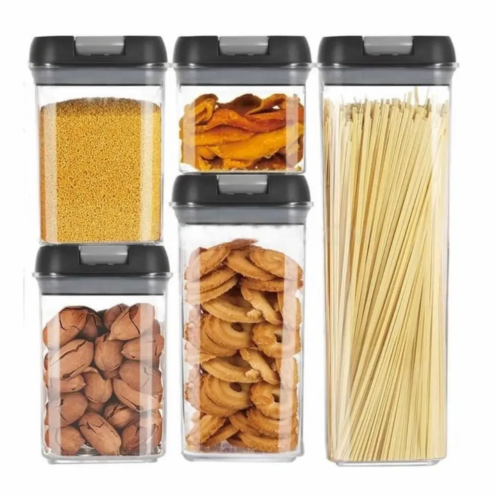 Набір прозорих контейнерів для сипких продуктів 5 предметів FOOD з кришками