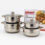 Набор кастрюль с крышками из нержавеющей стали на 8 предметов Grand GR-7020 Набор кухонной посуды