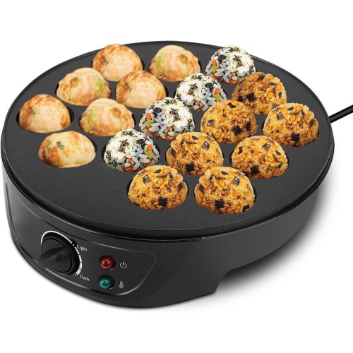 Електрична такоячниця RAF Takoyaki Maker для приготування пончиків, кейсів-попсів і м'ясних кульок (18 комірок) антипригарна