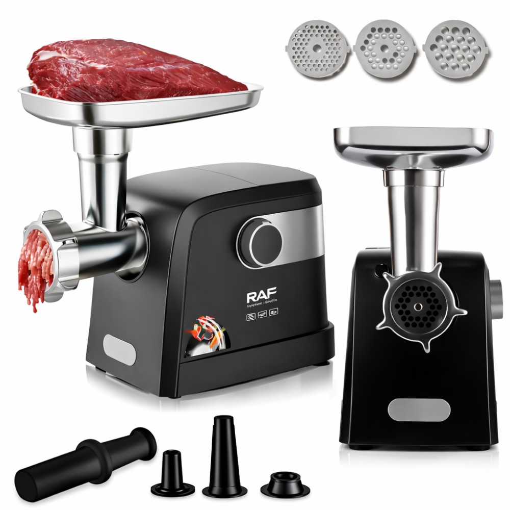Мясорубка электрическая RAF R3362 1000 Вт мощная с реверсом 3 решетки насадка для колбас кеббе защита от перегрузки производительн