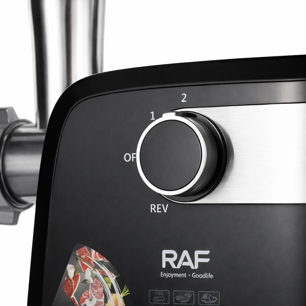 Мясорубка электрическая RAF R3362 1000 Вт мощная с реверсом 3 решетки насадка для колбас кеббе защита от перегрузки производительн