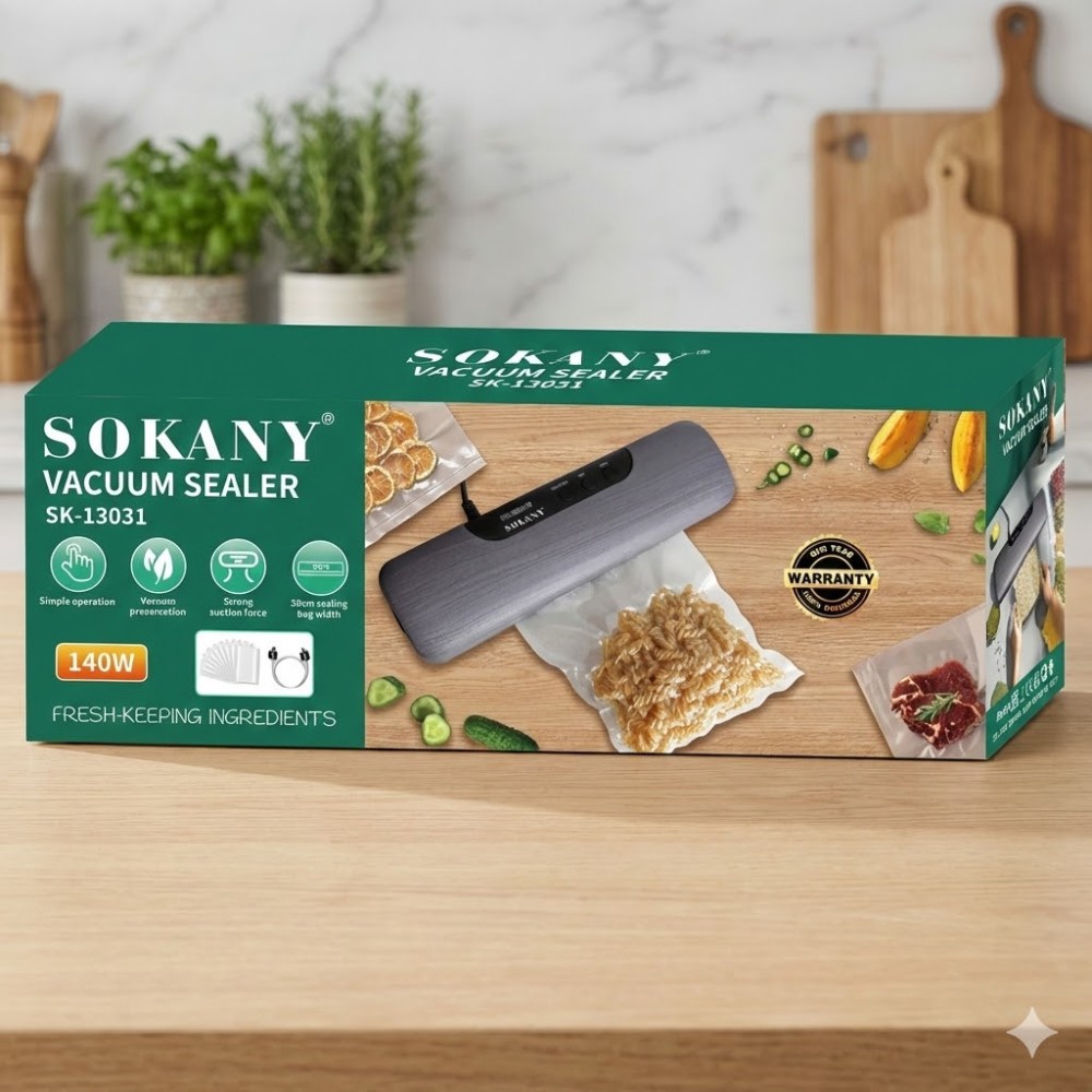 Вакуумний пакувальник продуктів Sokany SK-13031, 130 Вт/ Потужний вакууматор/Вакумінний пакувальник