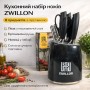 Кухонний набір ножів ZWILLON ZW-546 з нержавіючої сталі, 8 предметів, з підставкою, ергономічні ручки, чорний
