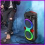 Портативна Bluetooth колонка 2х8" з дротовим мікрофоном та RGB підсвіткою ZQS8275 40W