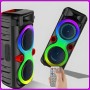 Портативна Bluetooth колонка 2х8" з дротовим мікрофоном та RGB підсвіткою ZQS8275 40W