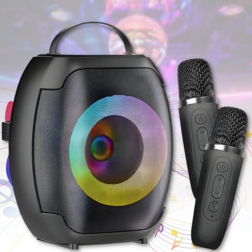 Портативна Bluetooth колонка 4" з двома бездротовими мікрофонами ZQS-W4107 8W