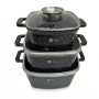 Набір квадратних каструль із гранітним покриттям Higher Kitchen HK 322 на 6 предметів із кришками