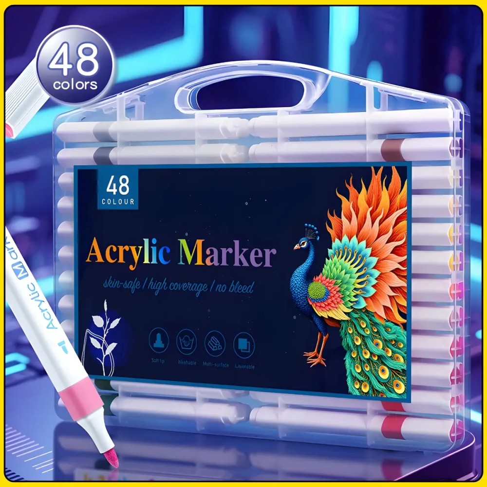 Художній набір акрилових маркерів 48 кольорів MAP-04 у пластиковому органайзері для масштабної творчості
