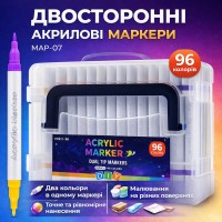 Двосторонні акрилові маркери 96 кольорів з кулястим наконечником у кейсі 48 штук MAP-07