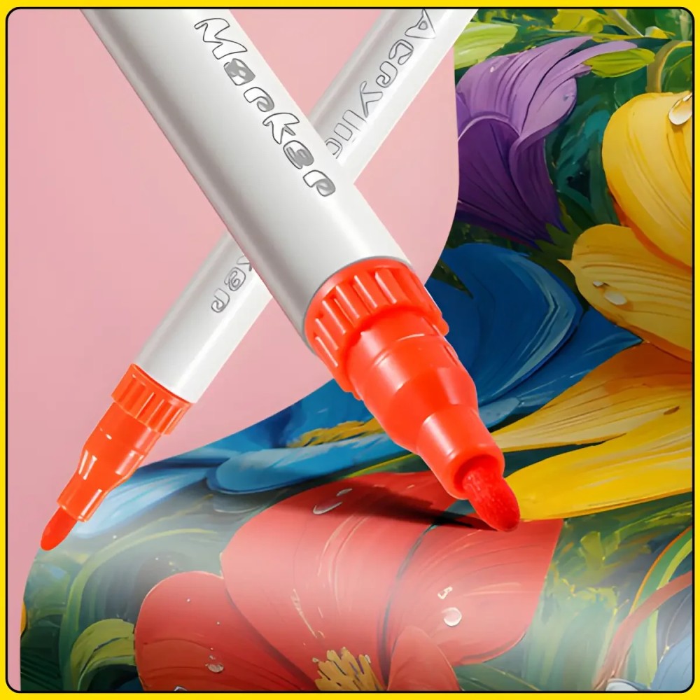 Набір двосторонніх акрилових маркерів MAP-08, 36 шт / 72 кольори, з пулевидним наконечником, у прозорому кейсі