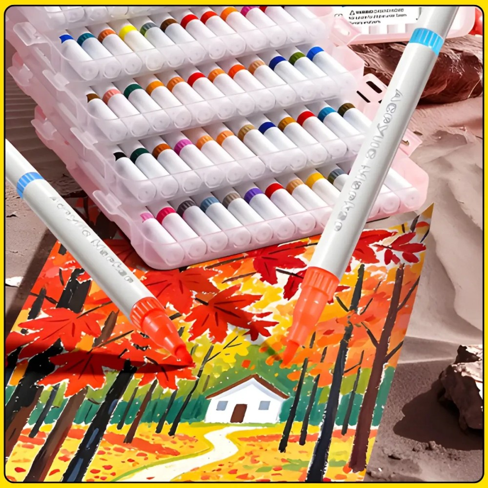 Набір двосторонніх акрилових маркерів MAP-08, 36 шт / 72 кольори, з пулевидним наконечником, у прозорому кейсі