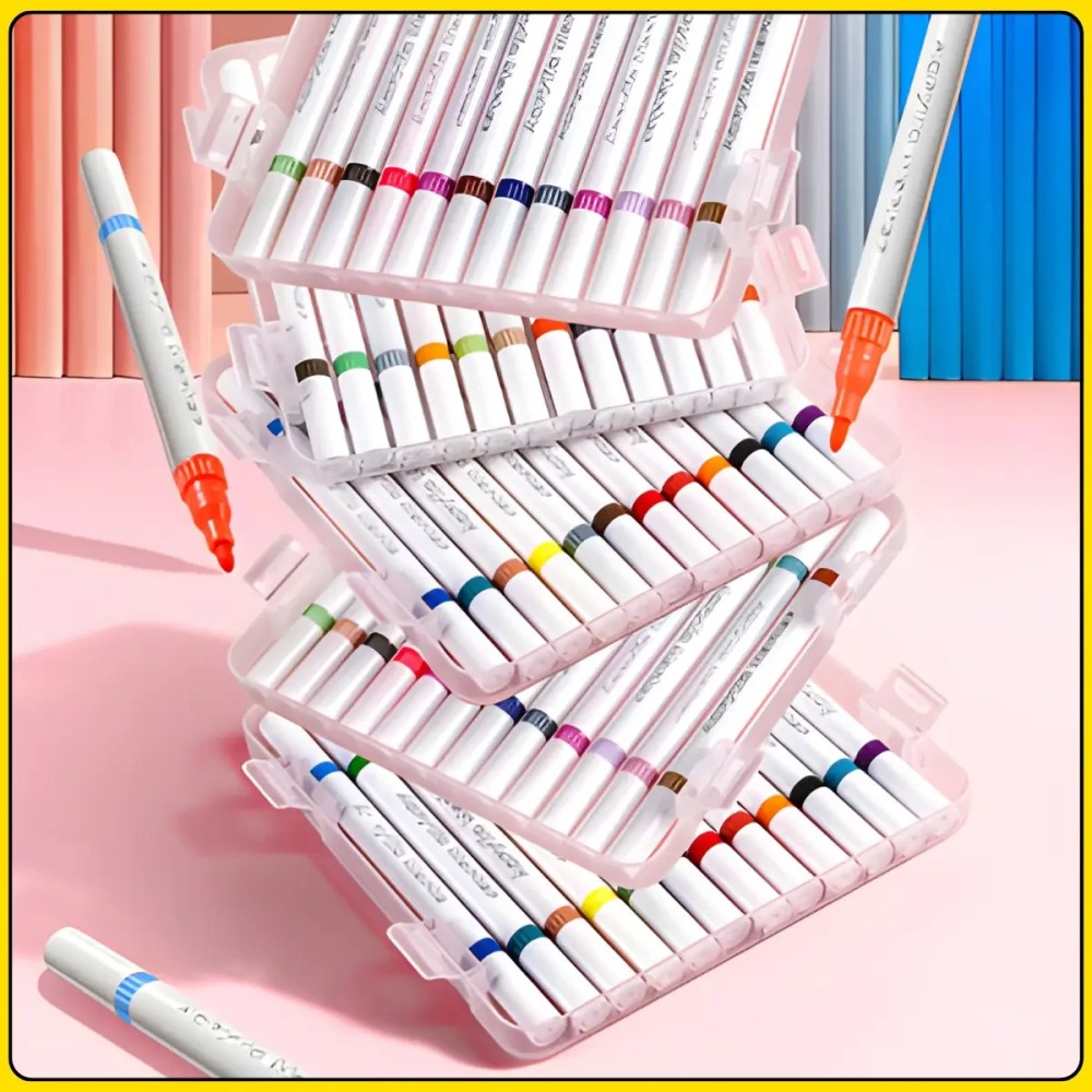 Набір двосторонніх акрилових маркерів MAP-08, 36 шт / 72 кольори, з пулевидним наконечником, у прозорому кейсі