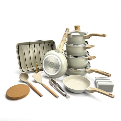 Набір посуду Cannasweis YMX-19-1 (19 предметів) з литого алюмінію. Бежевий (YMX-19-1)