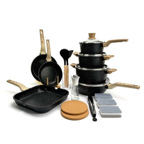 Набір посуду Cannasweis YMX-19-2 (19 предметів) з литого алюмінію. Чорний (YMX-19-2)