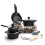 Набір посуду OSFE YD-16, 16 предметів з алюмінію. Чорний