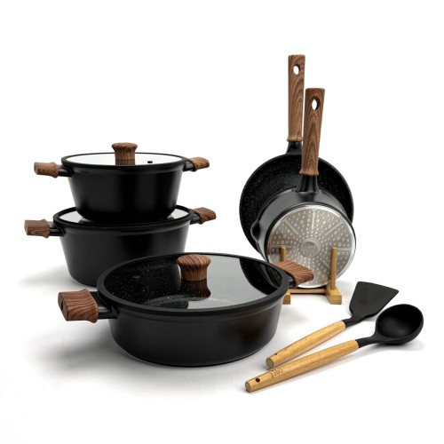 Набір посуду OSFE Musk Series OE-MSK015, 15 предметів з алюмінію. Чорний (OE-MSK015)