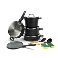 Набор посуды UAKEEN VK-6, 12 предметов из литого алюминия. Черный (VK-6 black)