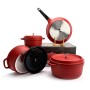 Набор посуды UAKEEN VK-21, 7 предметов из литого алюминия. Красный матовый (VK-21)
