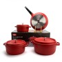 Набор посуды UAKEEN VK-21, 7 предметов из литого алюминия. Красный матовый (VK-21)