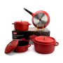 Набор посуды UAKEEN VK-21, 7 предметов из литого алюминия. Красный матовый (VK-21)