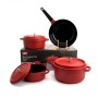 Набор посуды UAKEEN VK-21, 7 предметов из литого алюминия. Красный матовый (VK-21)