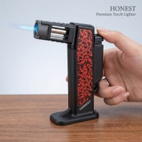 Газовая горелка Honest BCZ 484-1 с пьезоподжигом до 1300°C, для пайки и разжига Черная с Красным