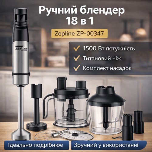 Блендер ручний 18в1 з набором насадоки1500 Вт Zepline ZP- 00347 Чорний