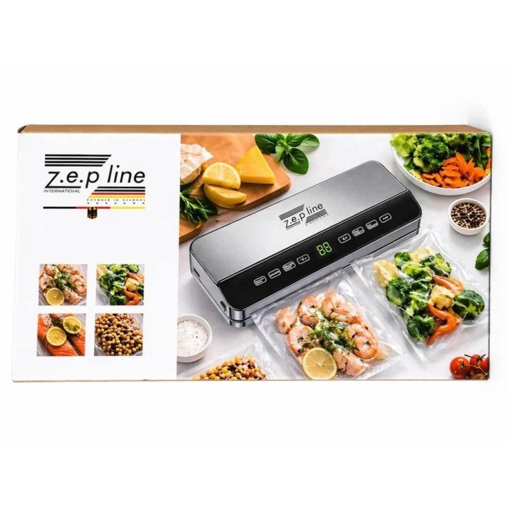 Вакуумний пакувальник для харчових продуктів 200Вт Zepline ZP-00359 Побутовий автоматичний вакууматор з LED дисплеєм + 20 пакетів