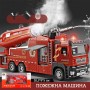 Пожарная машина стреляет водой из пушки детская металлическая с воронкой стаканом Красный