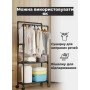 Стійка для одягу та полицею для взуття телескопічна на колесах Чорний