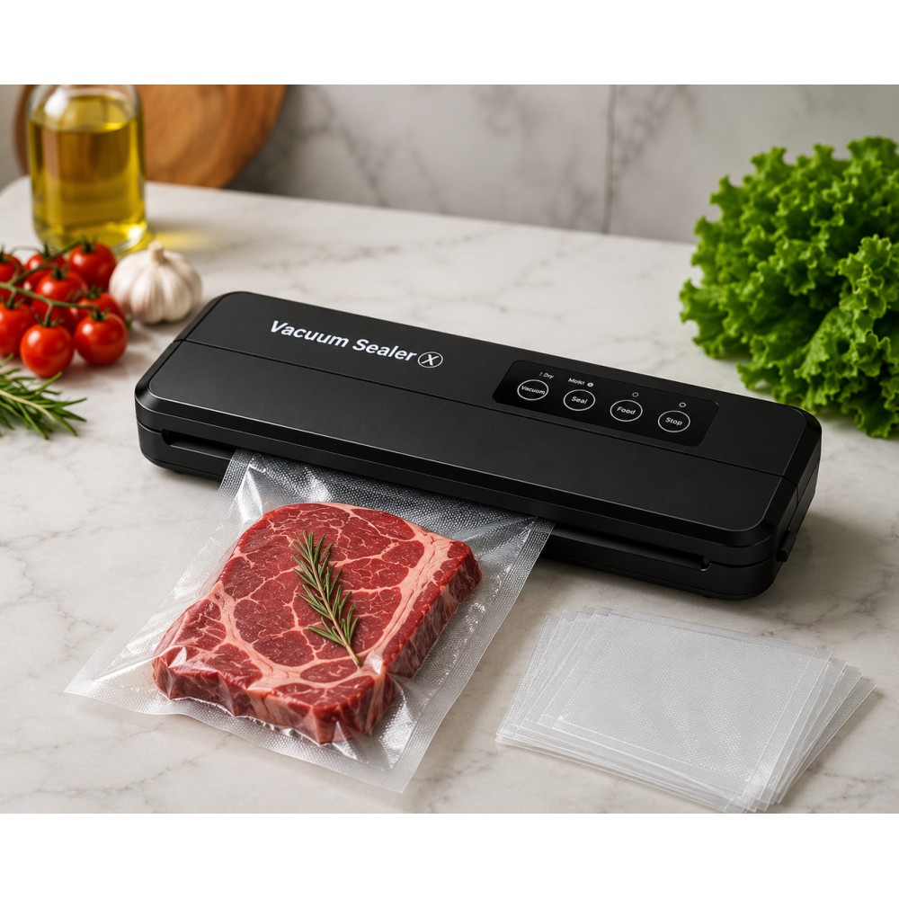 Вакууматор бытовой для продуктов пищи Vacuum Sealer X Pro 110W 60 кПа вакуумный упаковщик автоматический + 10 пакетов 10х25см