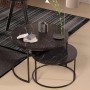 Набір журнальних столиків Solme Homepaketo 2 в 1 Marble Black, круглі кавові столики 75 см і 60 см із мармуровою стільницею