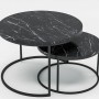 Набір журнальних столиків Solme Homepaketo 2 в 1 Marble Black, круглі кавові столики 75 см і 60 см із мармуровою стільницею