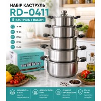 Набір каструль (розміри 16/18/20/22/24 см) RD-0411