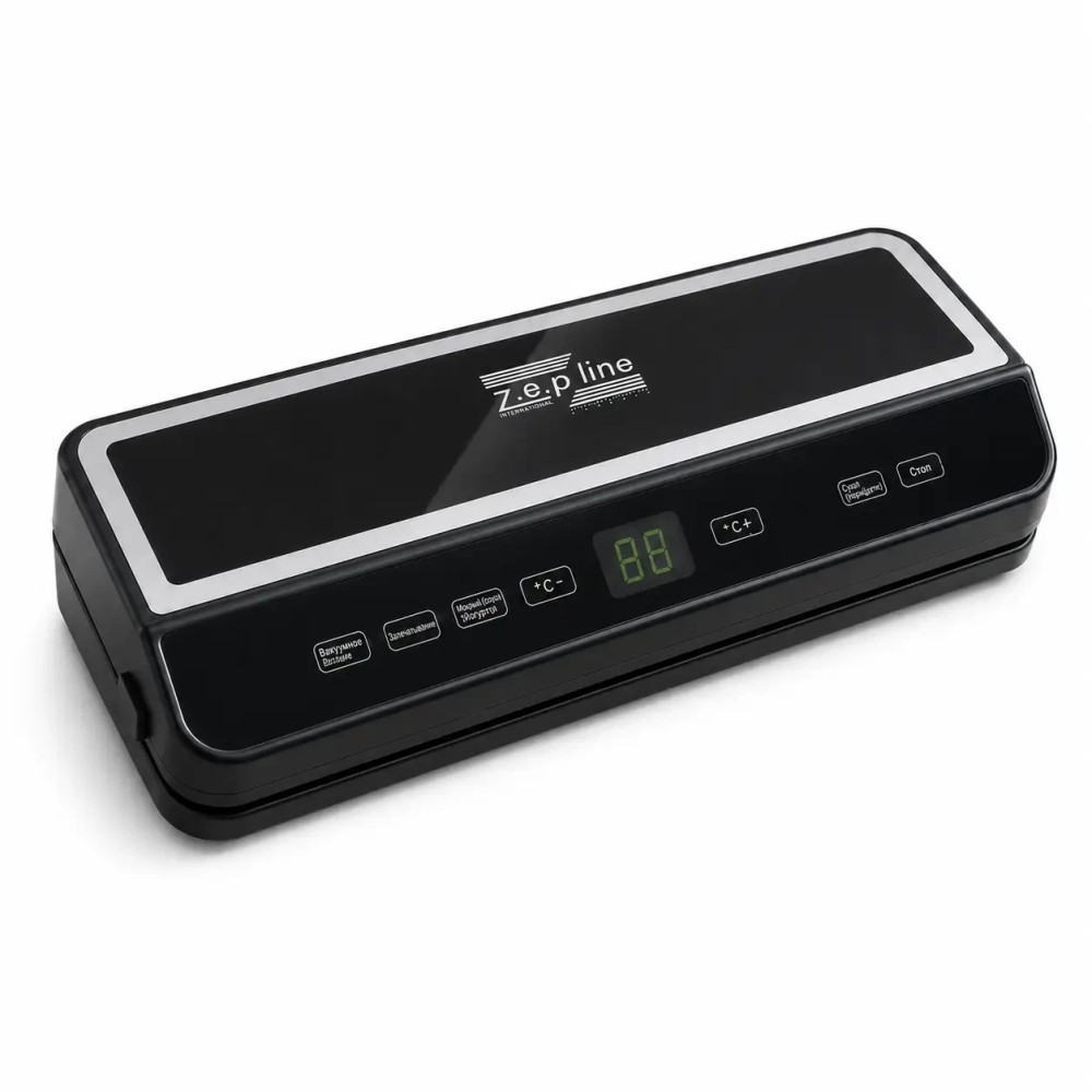 Вакууматор 35 см із рулоном пакетів, LED, 200 Вт, ZP-00374, Чорний/Вакуумний пакувальник із різаком для сухих і вологих продуктів
