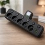 Мережевий фільтр 5 розеток + USB/адаптер на 5 розеток + USB з індивідуальними кнопками та LED-підсвіткою Чорний
