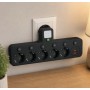 Мережевий фільтр 5 розеток + USB/адаптер на 5 розеток + USB з індивідуальними кнопками та LED-підсвіткою Чорний