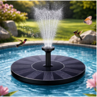 Плаваючий садовий фонтан із сонячною панеллю та різними насадками Solar Fountain Чорний