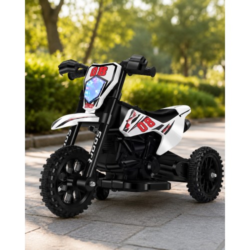 Електромотоцикл для дітей Cool Mountain 26X-130 / Дитячий електро мотоцикл з LED-підсвічуванням та музикою Білий
