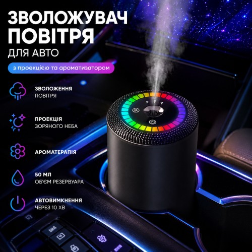 Розумний автомобільний очисник повітря Starry Sky Summit/Аромодифузор від USB 5 режимів Эффект звездного неба