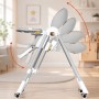Стільчик для годування BabyChair з регульованою спинкою та столиком, шезлонг, колеса, складаний X-715 / Стільчик-шезлонг для годув