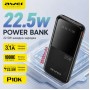Внешний аккумулятор Power bank AWEI P10K 10000 мАч 22.5 Вт быстрая зарядка 2 USB и 1 Type-C черный