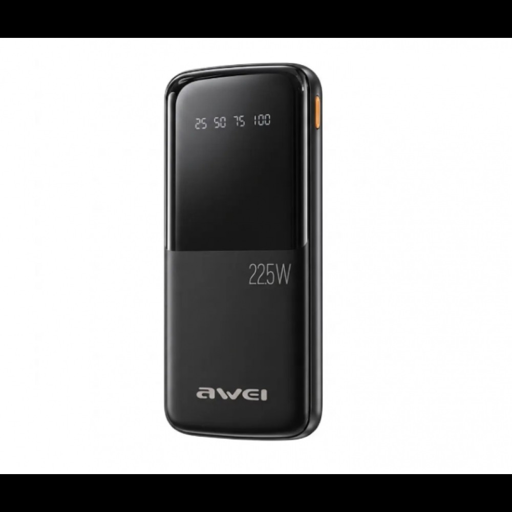 Внешний аккумулятор Power bank AWEI P10K 10000 мАч 22.5 Вт быстрая зарядка 2 USB и 1 Type-C черный