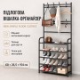 Підлогова вішалка-органайзер NEW Simple Floor Clothes для одягу та взуття з полицями та гачками, металева, чорна